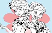 Colorear Elsa y Anna Frozen Fever