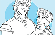 Juego Colorear Anna y Kristoff